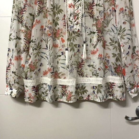The Kooples Floral Botanical Lace Up Blouse Size XS - Picture 8 of 16